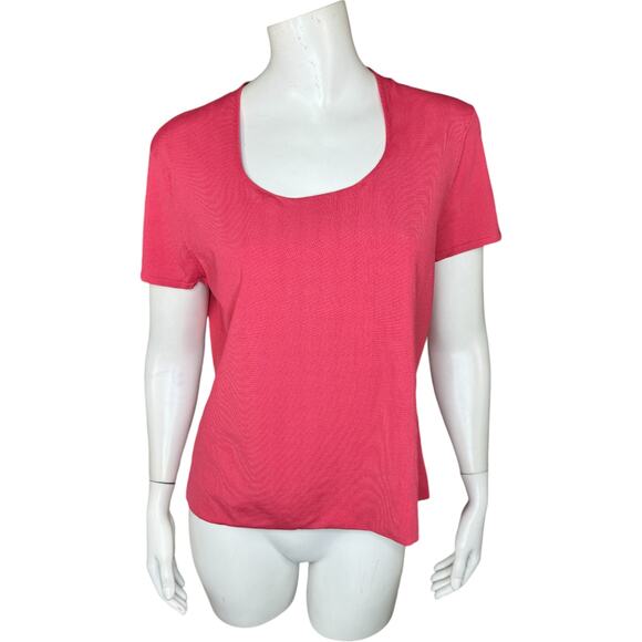 Talbots Large Petite Womens Salmon Pink Short Sleeve Stretch Top NWT - Picture 1 of 12